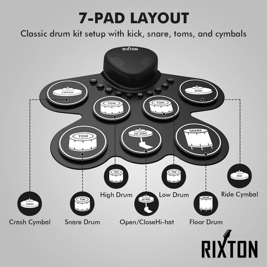 Electronic Drum Kit Roll-Up Drum Beginner Drum Set Digital Drum Portable Drum Pad Practice Drum Kit